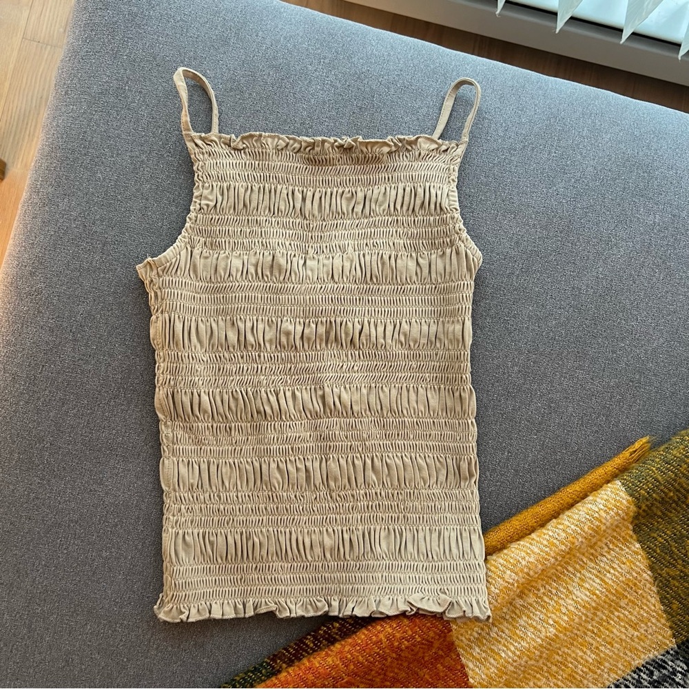 H&M Tan Smocked Tank Top